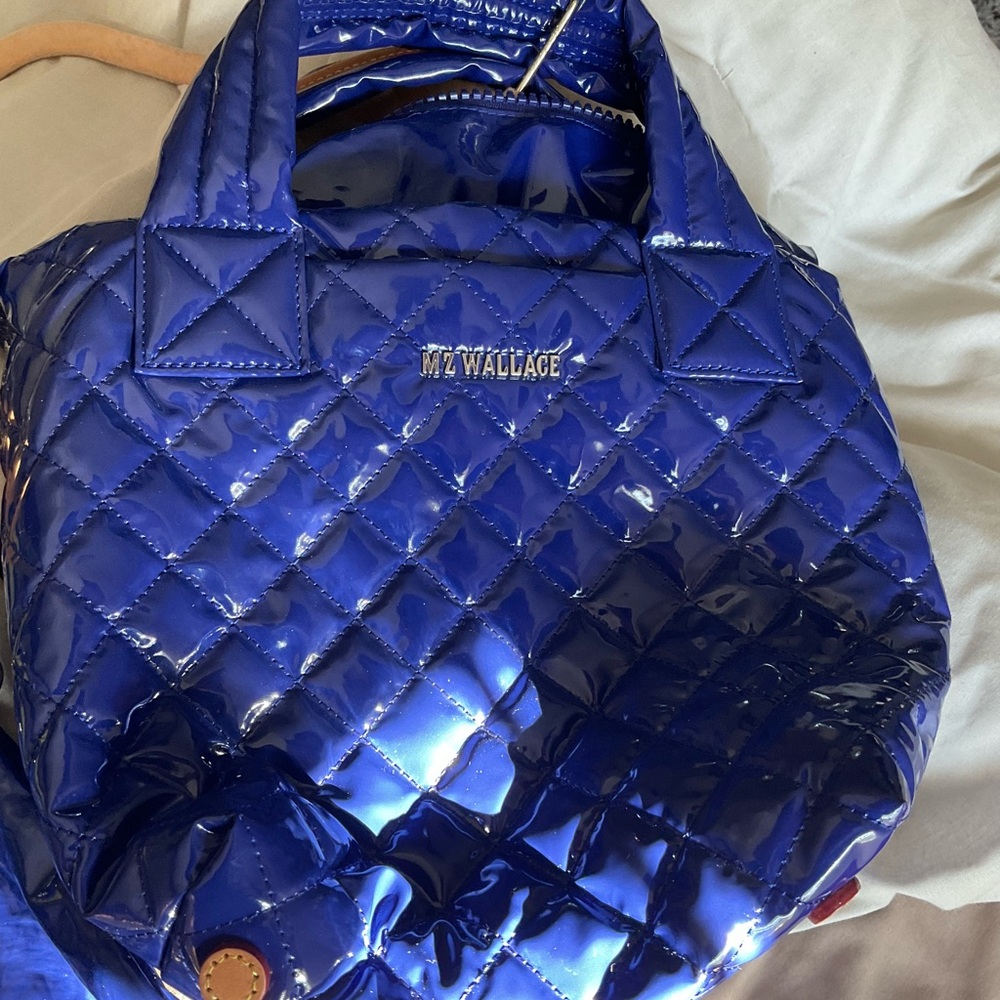 MZ Wallace Shiny Blue Quilted Tote